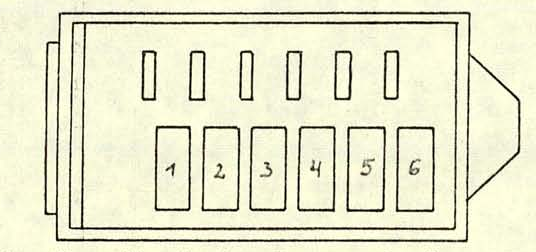 Technical drawing of an EPROM cartridge with the chips numbered from left to right.